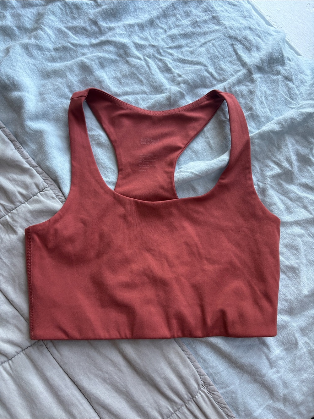girlfriend collective Rust-Tone Seamless Racerback Sports Bra